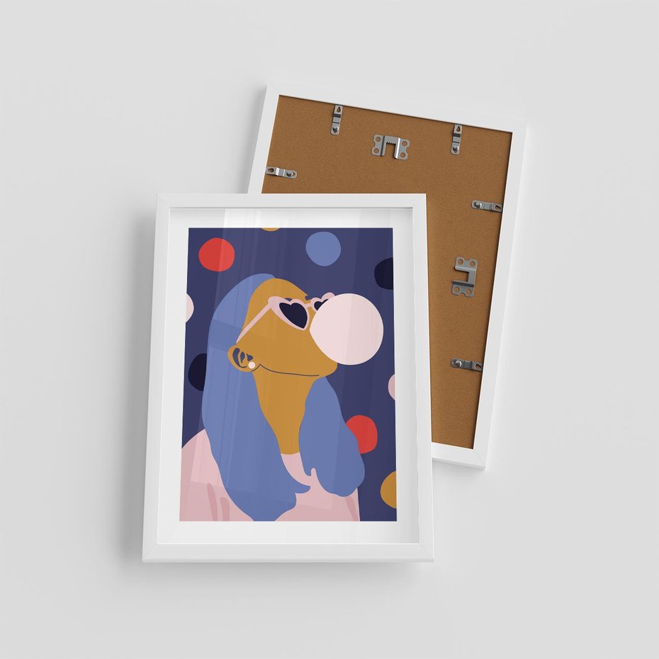 Plakat w ramie 30x40 - Odbicie Kobiety - nowoczesny plakat, styl retro - rama biała