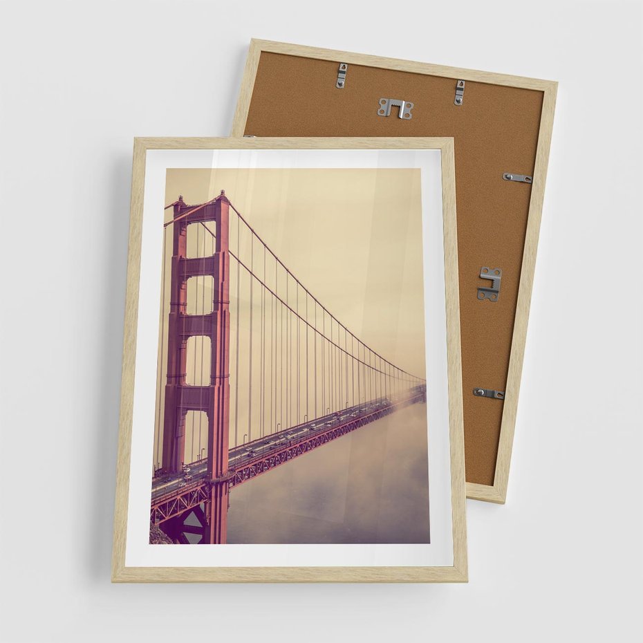 Plakat w ramie 50x70 - Most w mgle z perspektywą - most, perspektywa - rama drewno
