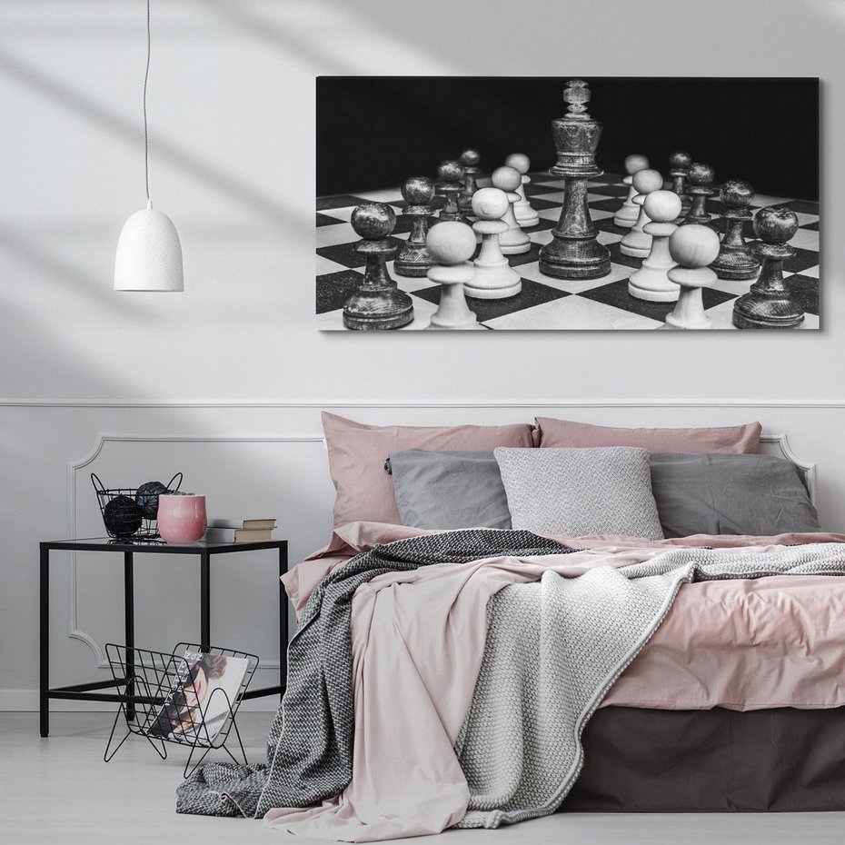 Obraz na płótnie 140x70 - Wzruszający Taniec na Szachownicys - szachy, gra