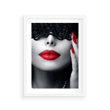 Plakat w ramie 30x40 - Piękno usta i szminka - usta, szminka - rama biała