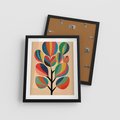 Plakat w ramie 40x50 - Harmonia Rozplątanych Form - abstrakcyjny kolorowy tęczowy obraz, inspiracje roślinne - rama czarna