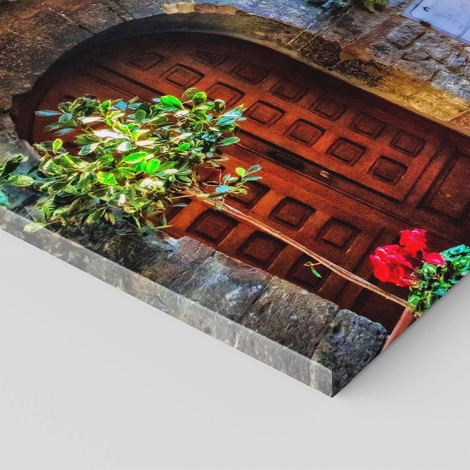 Obraz na płótnie 120x60 - Kwiecista uliczka - uliczka, miasto