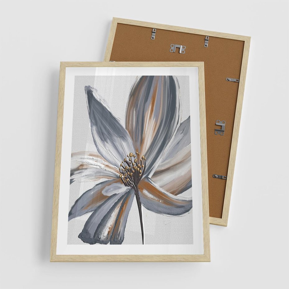 Plakat w ramie 50x70 - Olejne kwiaty - wyraz emocji - kwiaty, malowane - rama drewno