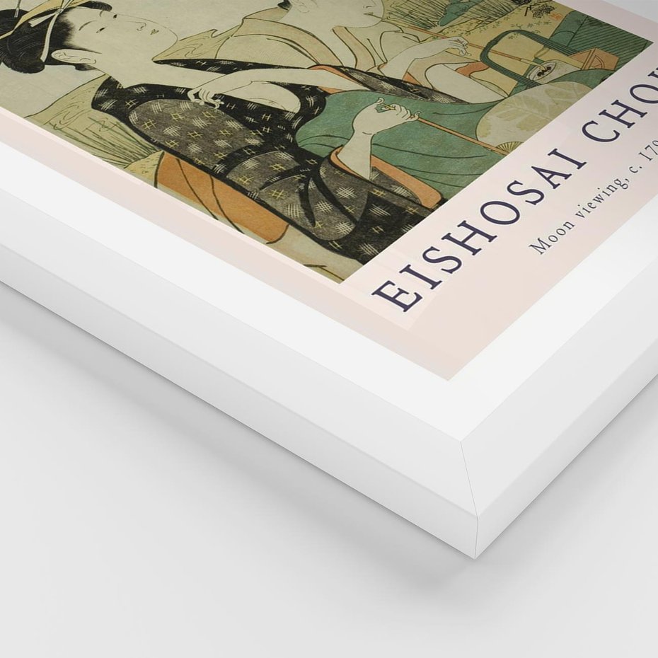 Plakat w ramie 40x50 - Rycina Eishosai Choki - staraa chińska rycina, eishosai choki - rama biała