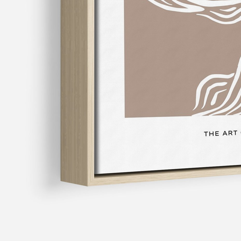 Obraz w ramie 50x70 - Harmonijne Granice - sztuka minimalizmu, biała rycina - rama drewno