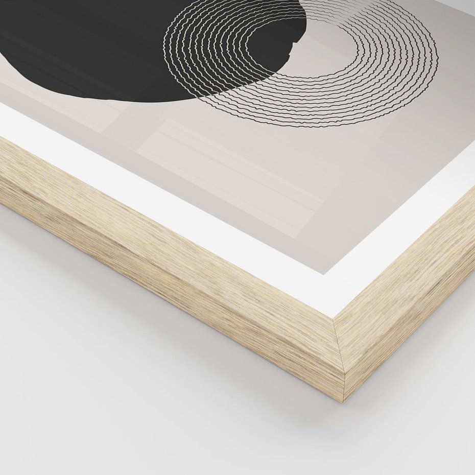 Plakat w ramie 40x50 - Migotliwa Opowieść - abstrakcyjna kompozycja, okręgi - rama drewno