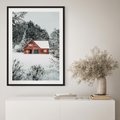 Plakat bez ramy 50x70 - Domek w Górach Pokryty Śniegiem - domek w górach, śnieg
