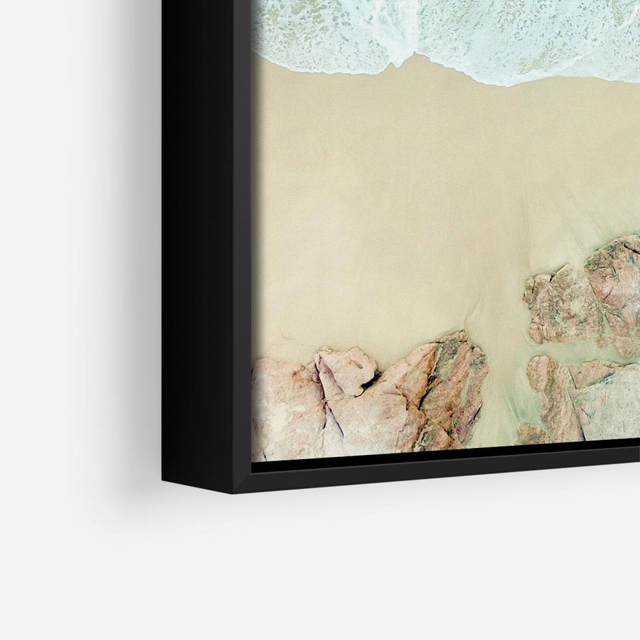 Obraz w ramie 50x50 - Turkusowe Skrzydła - morze, plaża - rama czarna