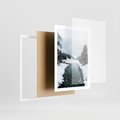 Plakat w ramie 50x70 - Zimowa Przyroda: Rzeka, Góry i Śnieg - zima, rzeka - rama biała