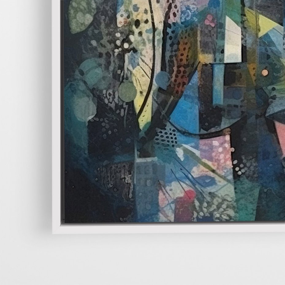 Obraz w ramie 80x120 - Rozbijając Granice Kreatywności - abstrakcyjny obraz, sztuka abstrakcji - rama biała