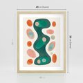 Plakat w ramie 40x50 - Wewnętrzne Spektrum - abstrakcyjne formy, dominujący kolor zielony - rama drewno