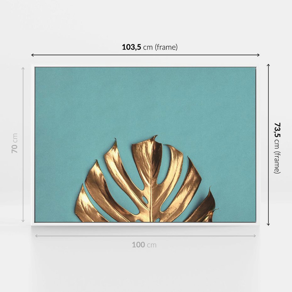 Obraz w ramie 100x70 - Piękno Natury - złote, liście - rama biała