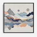 Obraz w ramie 50x50 - Dynamiczne Góry - akwarelowe graficzne góry, krajobraz - rama czarna