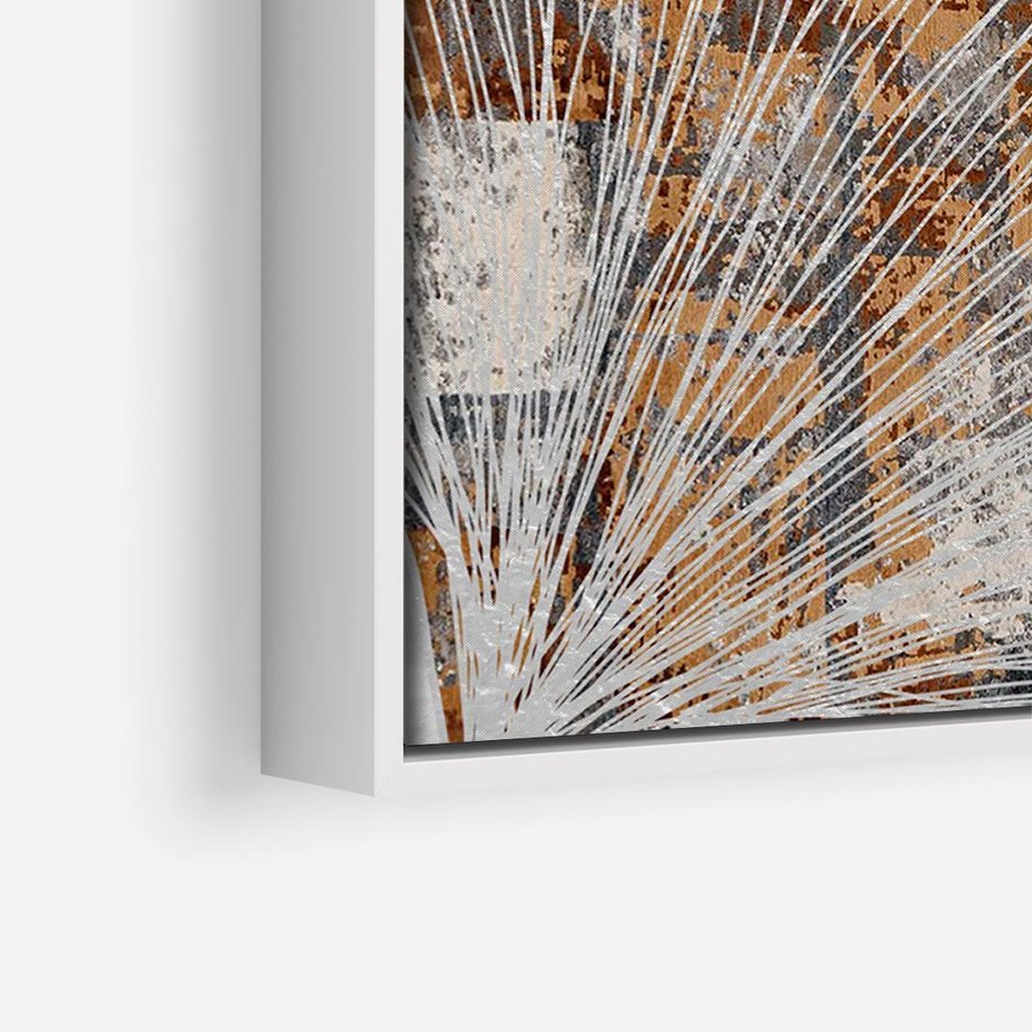 Obraz w ramie 100x70 - Złote liście melancholii - liście miłorzębu, tekstura - rama biała