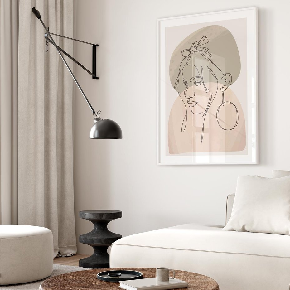 Plakat bez ramy 21x30 - Kobieta w Linii: Akwarelowa Harmonia - kobieta one line, grafika