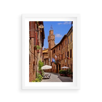 Plakat w ramie 40x50 - Urok włoskich uliczek - włoskie, uliczki - rama biała
