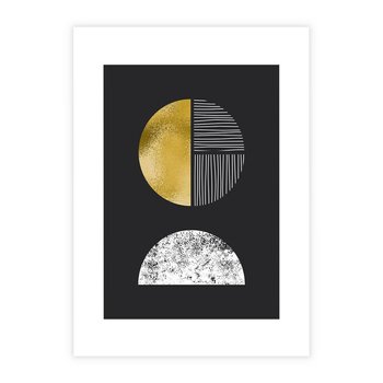 Plakat bez ramy 40x50 - Złote Koła i Geometryczne Formy - grafika, modern