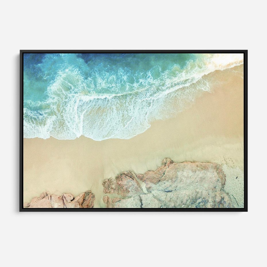 Obraz w ramie 70x50 - Turkusowe Skrzydła - morze, plaża - rama czarna