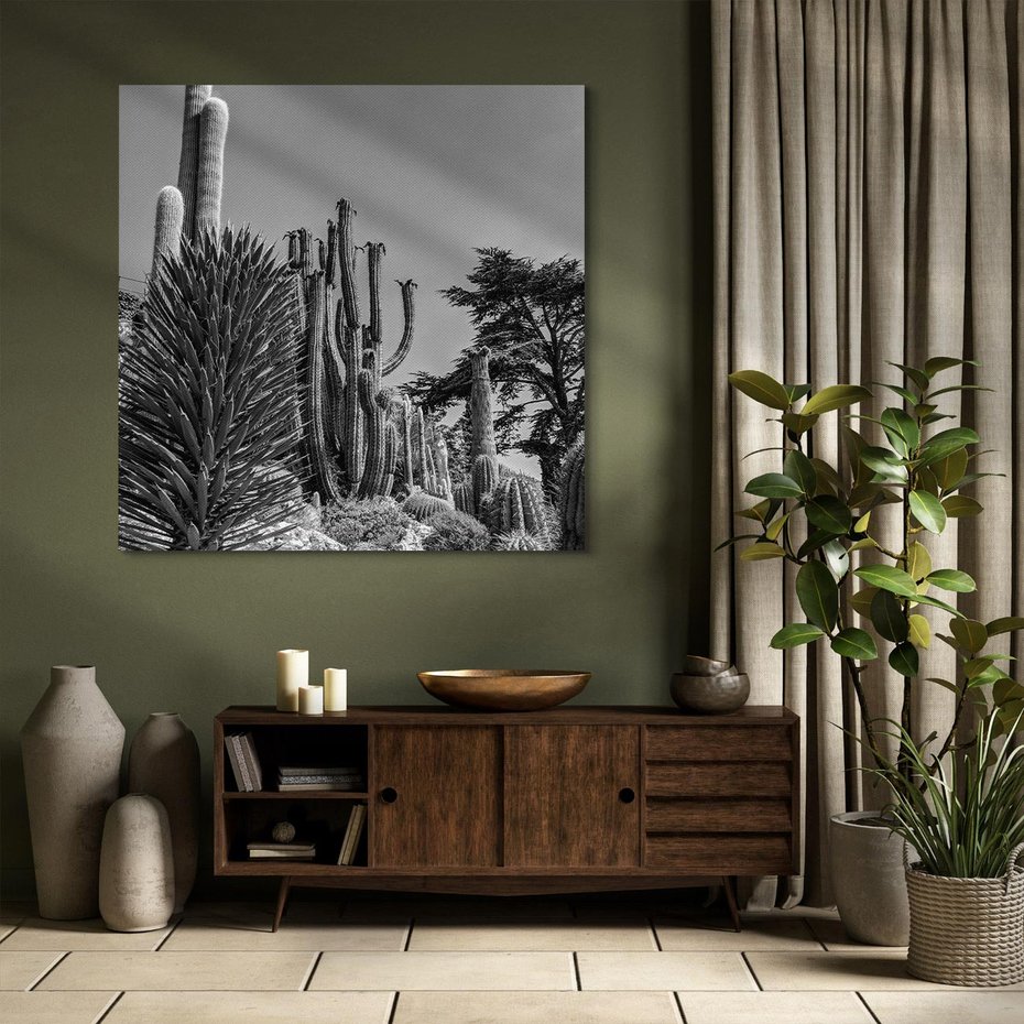 Obraz na płótnie 60x60 - Pustynny Klimat - czarno białe zdjecie, pustynia