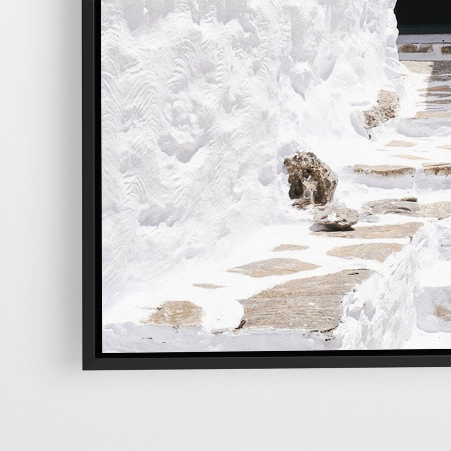 Obraz w ramie 70x100 - Santorini - Grecja błękitem malowana - Santorini, Grecja - rama czarna