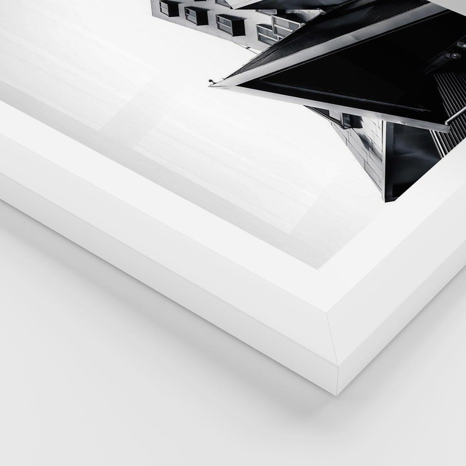 Plakat w ramie 50x70 - Czarno-Biały Świat - architeltura, surowość - rama biała