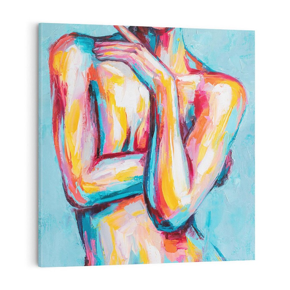 Obraz na płótnie 70x70 - Nagie Natchnienie - obraz olejny, naga kobieta