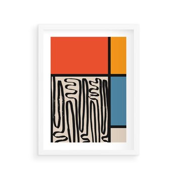 Plakat w ramie 30x40 - Podróżne Wibracje Serca - abstrakcyjny obraz, proste linie - rama biała