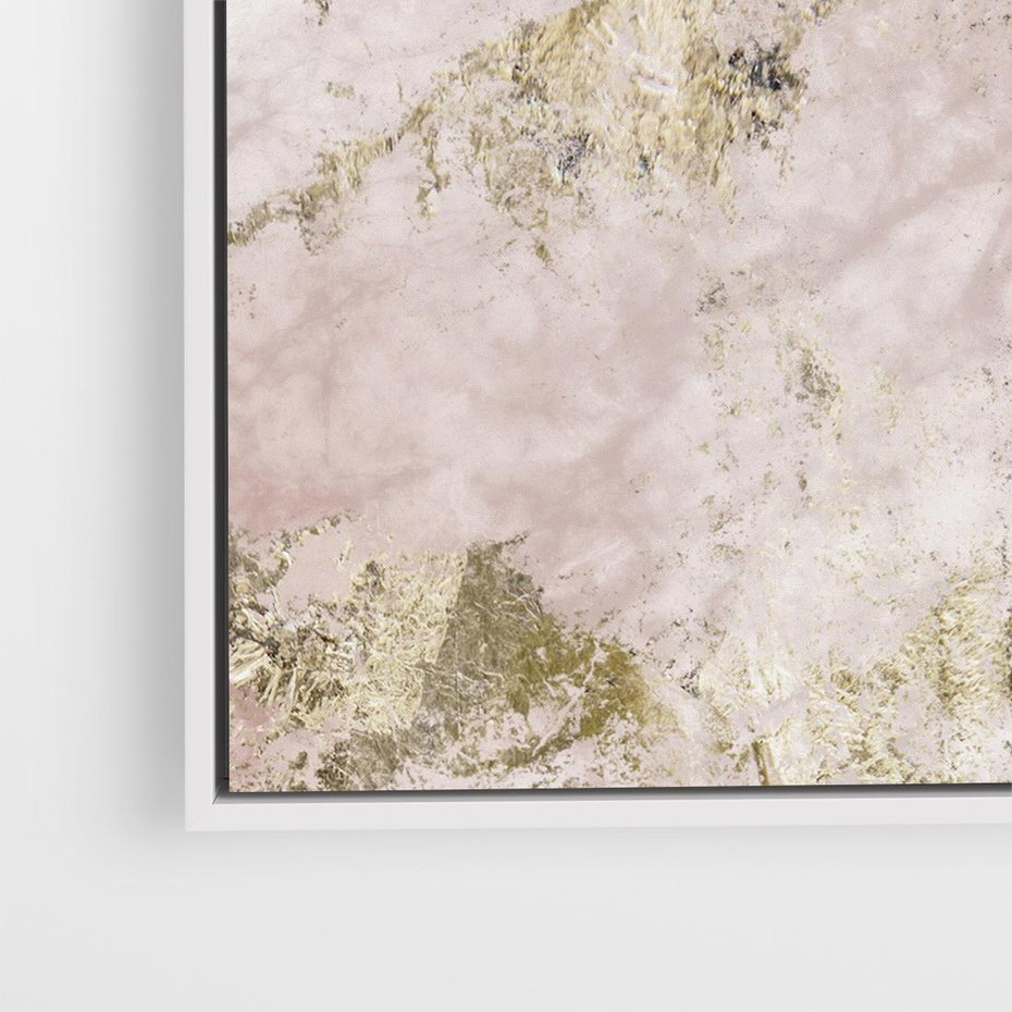 Obraz w ramie 80x80 - Piękno w Szczegółach - marmur, złoto - rama biała