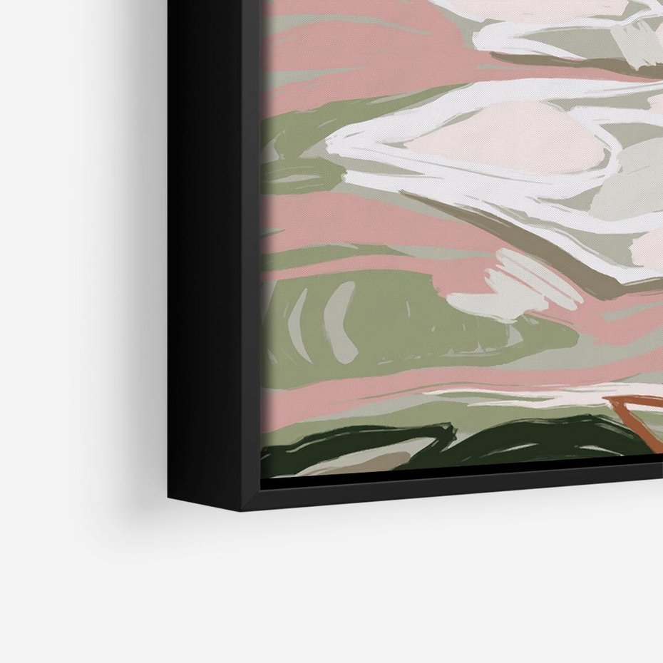 Obraz w ramie 50x50 - Szarawe Wzgórza - pastelowy krajobraz, nowoczesny plakat - rama czarna