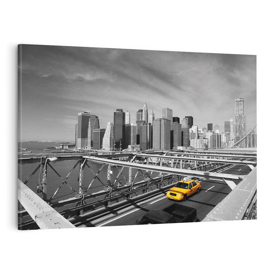Obraz na płótnie 100x70 - Podróż taksówką przez Nowy Jork - TAXI, miasto