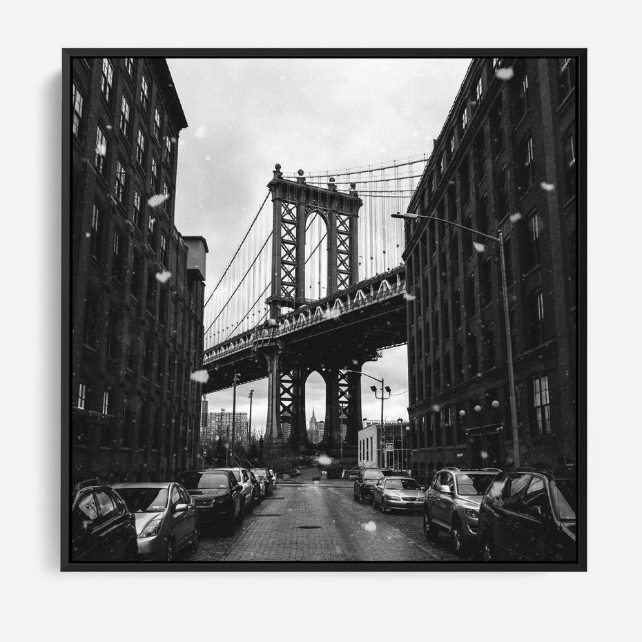 Obraz w ramie 50x50 - Ikona Miasta - Nowy Jork, most - rama czarna