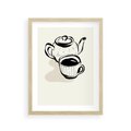 Plakat w ramie 30x40 - Kawa w Minimalistycznym Szkicu - grafika, szkic - rama drewno