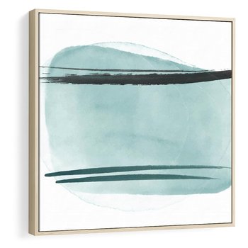 Obraz w ramie 50x50 - Turkusowy Świat - minimlizm, abstrakcja - rama drewno