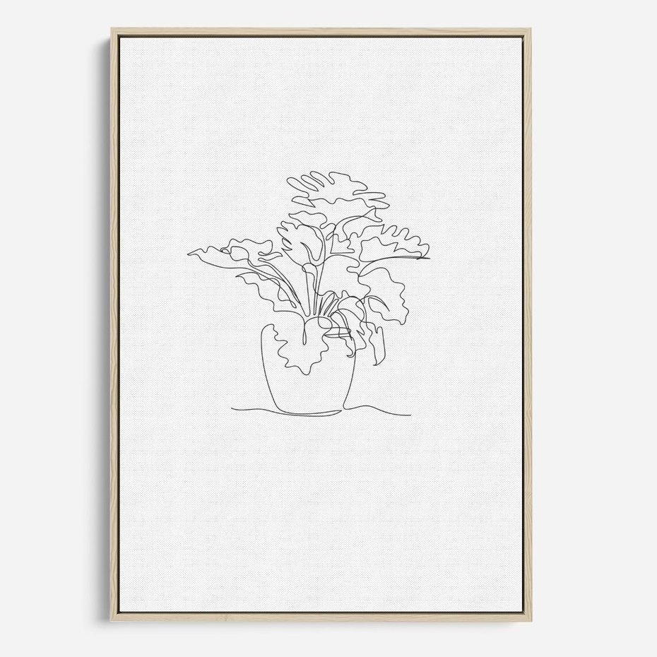 Obraz w ramie 70x100 - Rozkwitające Formy - szkic, minimalizm - rama drewno