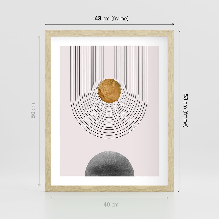 Plakat w ramie 40x50 - Geometryczny Blask - nowoczesna grafika, geometria - rama drewno