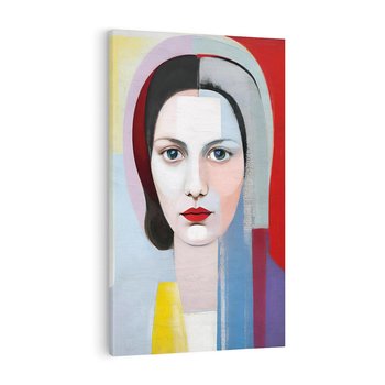 Obraz na płótnie 80x120 - Kolorowe Granice Form - abstrakcyjny obraz olejny, portret twarzy kobiety