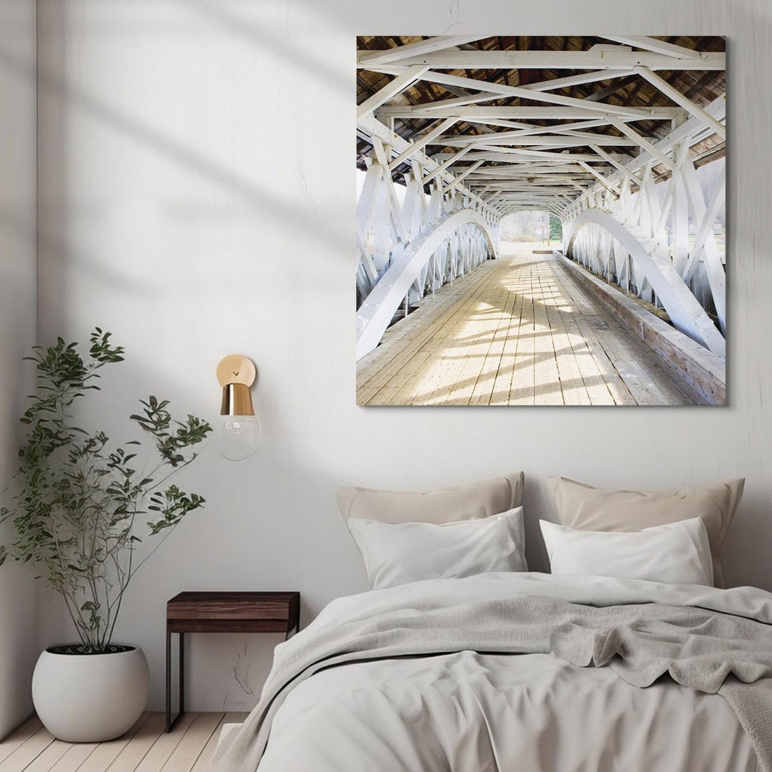 Obraz na płótnie 70x70 - Klimatyczny most w Ameryce - stary most, Ameryka