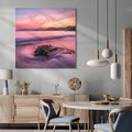 Obraz na płótnie 70x70 - Zaklęty Zachód - magiczny zachód słońca, fioletowe