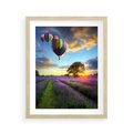 Plakat w ramie 40x50 - Lawendowe Marzenia - lawenda, balony - rama drewno