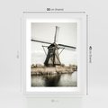 Plakat w ramie 30x40 - Holenderski Wiatrak w Sepii - holenderski wiatrak, młyn - rama biała