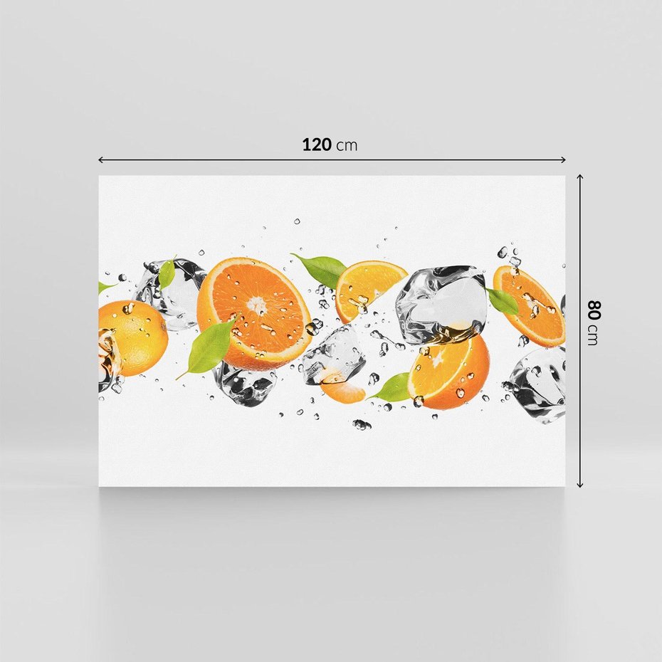 Obraz na płótnie 120x80 - Słoneczne pomarańcze z wodą - pomarańcze, woda