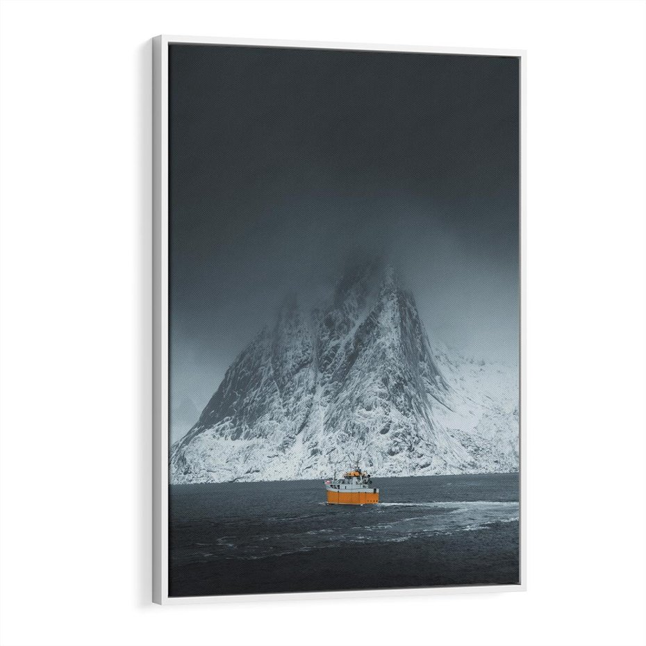 Obraz w ramie 80x120 - Skandynawski pejzaż - skadynawski, pejzaż - rama biała