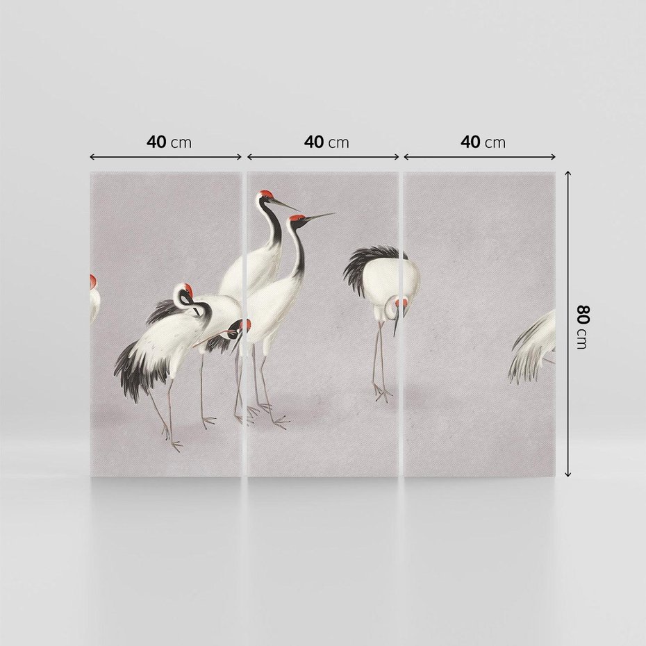 Obraz na płótnie 120x80 - Spojrzenie wstecz w pędzlu - szkic rysunek, japońskie żurawie