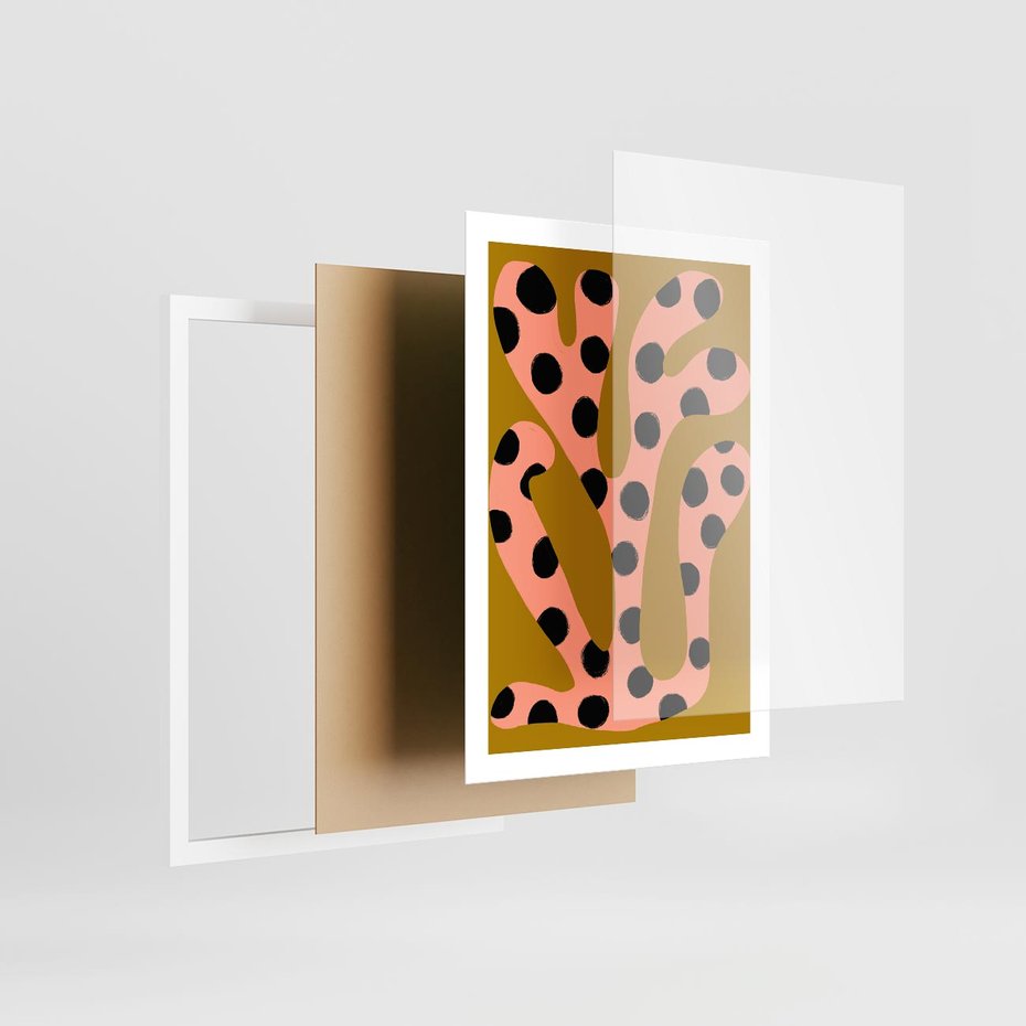 Plakat w ramie 50x70 - Rozkwitająca Wolność Boho - abstrakcyjne boho kształty, dziwne - rama biała