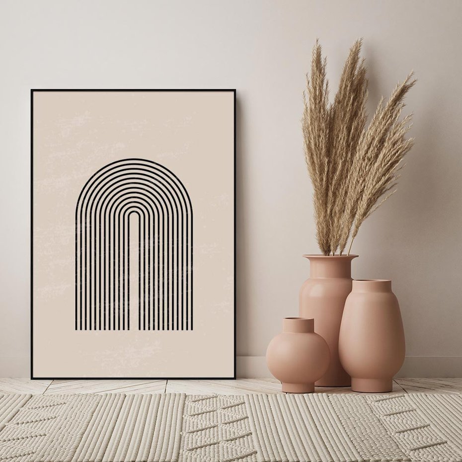 Obraz w ramie 50x70 - Migocące Echa - abstrakcyjne linie, geometria - rama czarna