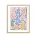 Plakat w ramie 40x50 - Minimalistycznie i Pastelowo - pastelowe kwiaty, na beżowym tle - rama drewno