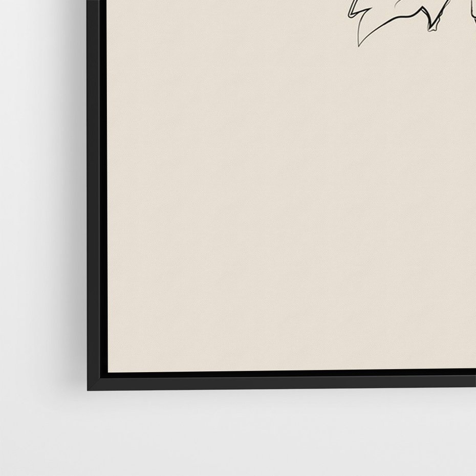 Obraz w ramie 70x100 - Przenikający Dialog - szkic kwiatu, mnimalistyczny szkic - rama czarna