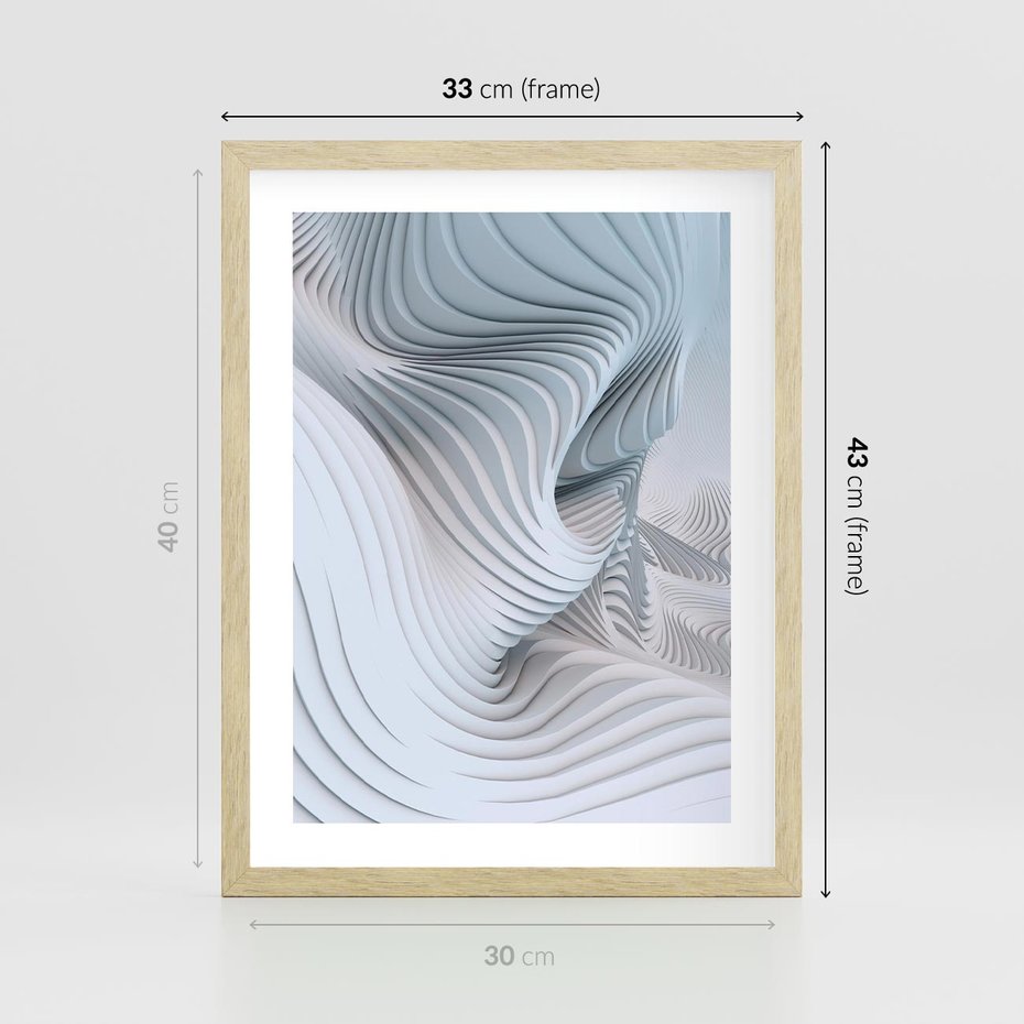 Plakat w ramie 30x40 - Abstrakcyjne Przestrzenie - geometria, 3D - rama drewno