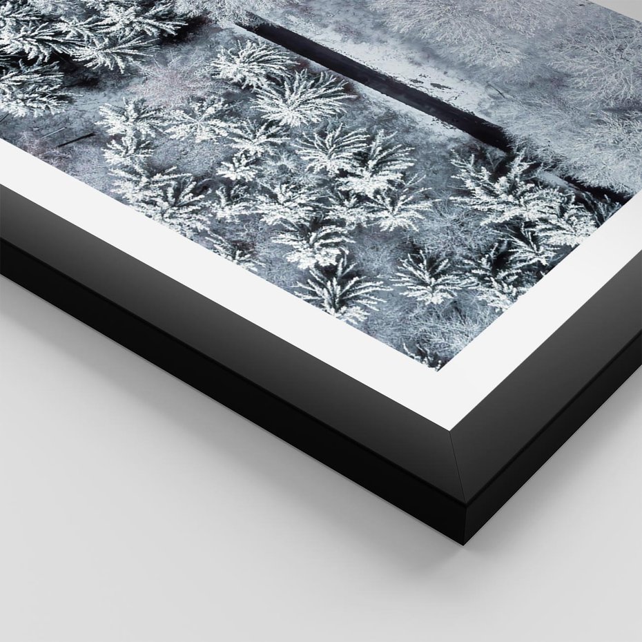 Plakat w ramie 40x50 - Ujęcie Zimowej Szosy - zima, śnieg - rama czarna