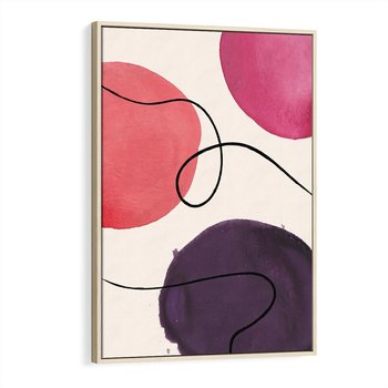 Obraz w ramie 80x120 - Migoczące Echo - abstrakcyjne akwarelowe plamy, nieregularne linie - rama drewno